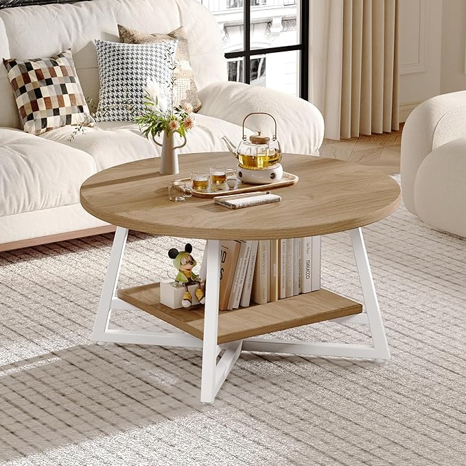 Coffee Table for Living Room, Round Coffee Table, Small Circle Coffee Table