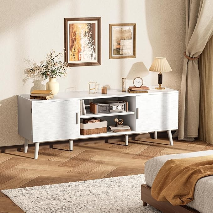 SUPERJARE TV Stand for 55 Inch TV, Entertainment Center