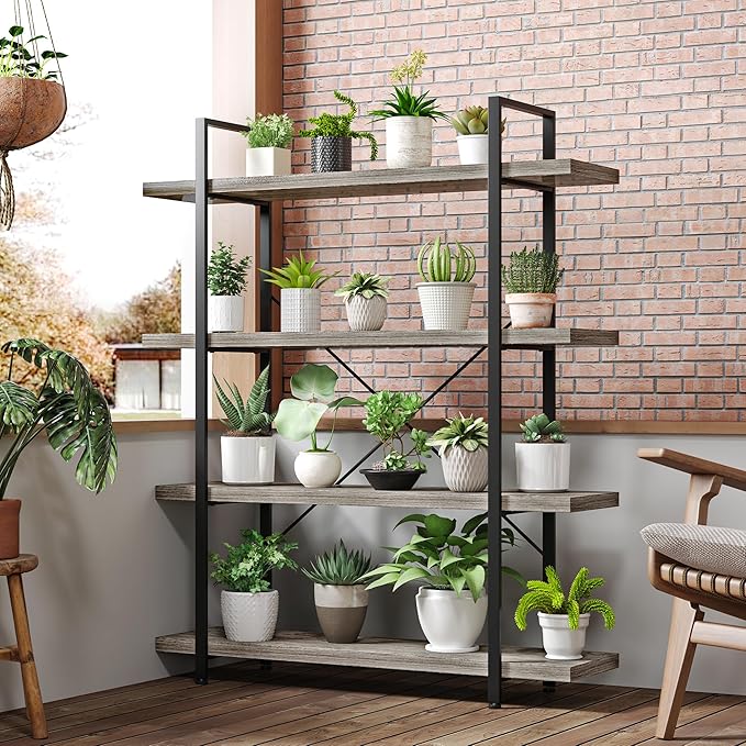 OtterOasis Heavy Duty 4-Tier Industrial Bookcase, 120lbs Shelf Capacity