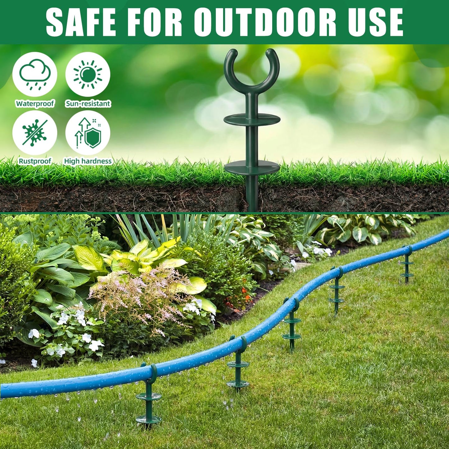 Yalikop 16 Pcs 3/4'' Garden Hose Guide Stakes Bulk Garden Guards Holder Spike for Plant-Saving Outside Yard Lawn to Preventing Hose Tangles and Protecting Plants