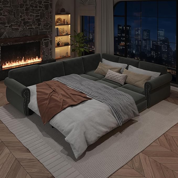 118" L-Shaped Sleeper Couch Bed