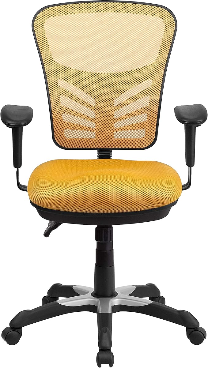 Flash Furniture Nicholas Mid-Back Yellow-Orange Mesh Multifunction Executive