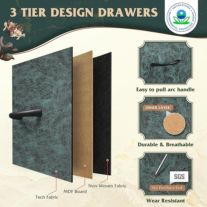 WLIVE Fabric Dresser, 5-Drawer Tall Dressers