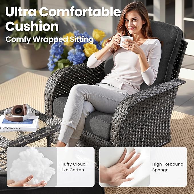 ovios 5-Piece Patio Furniture Set, Outdoor Wicker Sofa