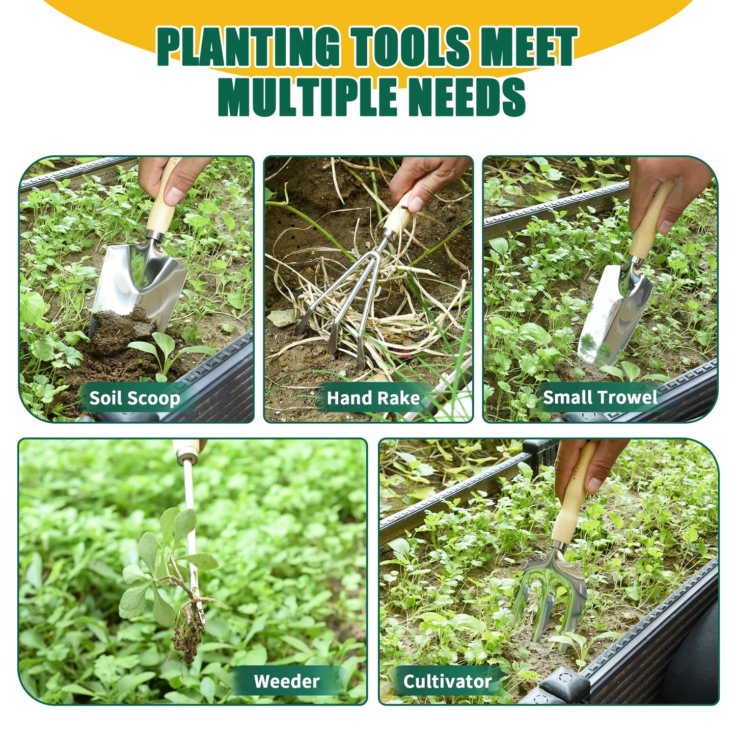Garden Tool Set, 9-Piece Heavy Duty Outdoor Garden Tools with Ergonomic Handles, Storage Bag, Pruning Shears, Hand Rake and More, Perfect for Gardening Enthusiasts, Gardening Gifts for Women and Men