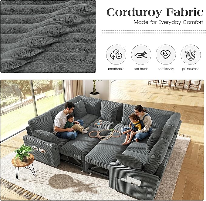 Ihanherry 8-Seater Large Sectional Sofa Bed