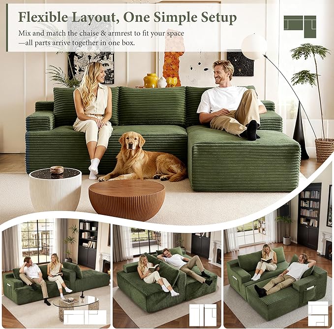 96" Sectional Couches for Living Room Cloud Couch Sofa