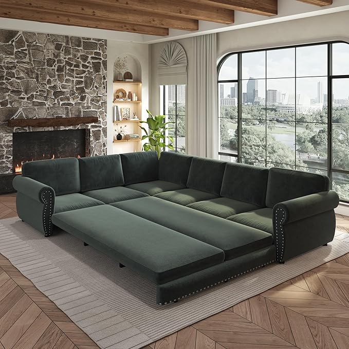 118" L-Shaped Sleeper Couch Bed
