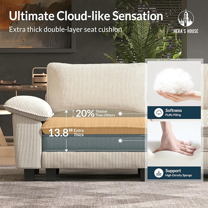 HERA'S HOUSE 124" Modular Sectional Sofa, Oversized U Shaped Couches