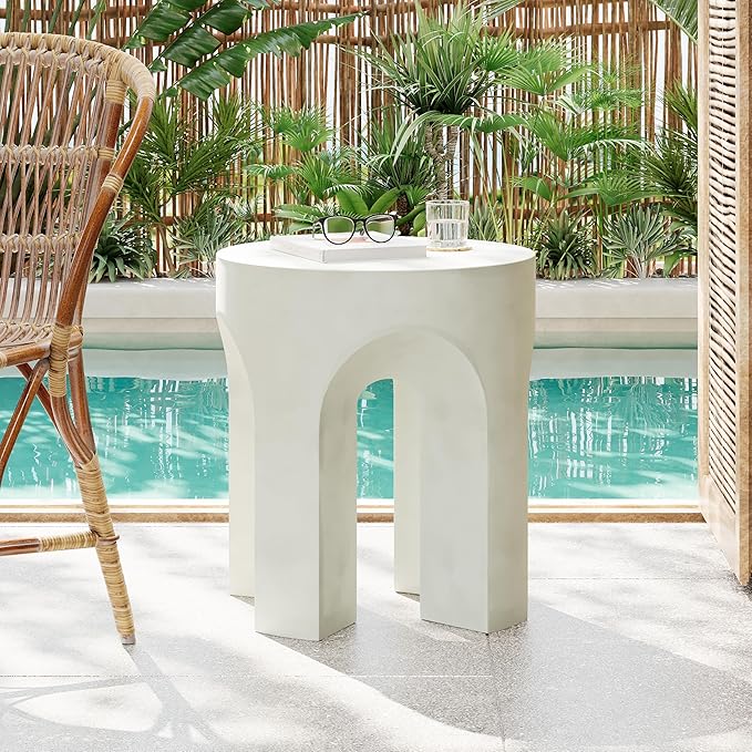 Christopher Knight Home Ottilie Outdoor Side Table, Lightweight Concrete Garden