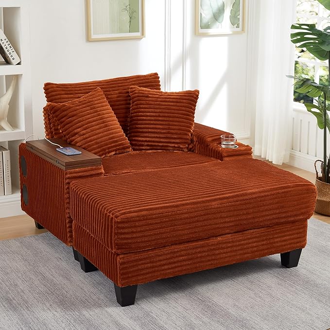 KEIKI Corduroy Storage Armrest Sofa, Single Versatile Seat
