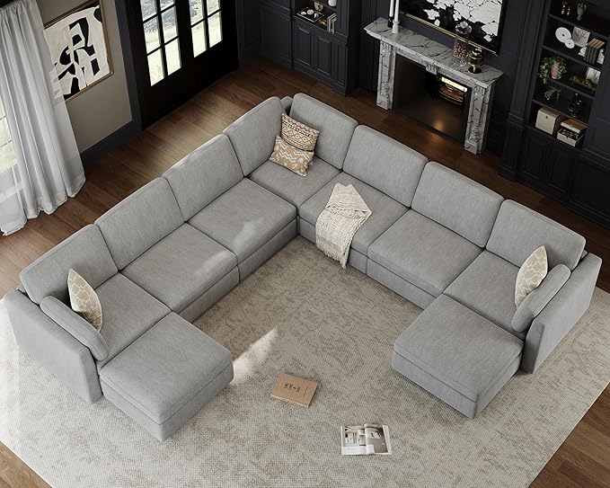Oversized Modular Sectional Sofa, Solid Wood Frame Sofa, Removable Washable