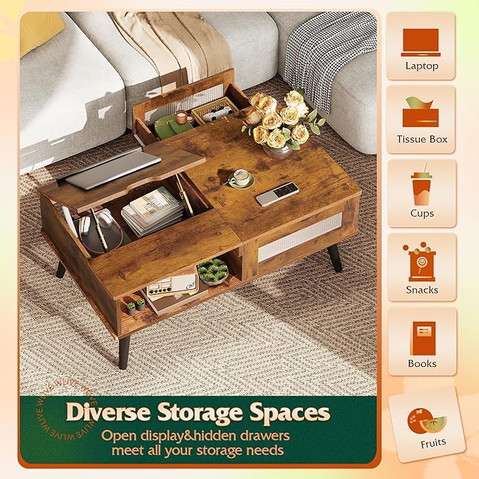 WLIVE Coffee Table, Lift Top Coffee Table