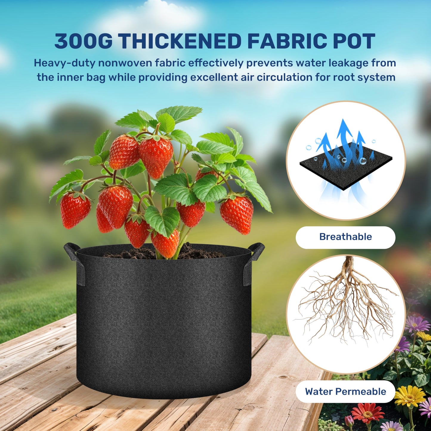 HealSmart 10 Gallon 6 Pack Nonwoven Grow Bags, Aeration Fabric Pots with Handles, Heavy Duty Garden Grow Pots for Tomato Vegetables Flowers, 6 Plant Labels, Black