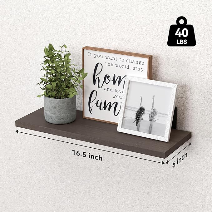 WOPITUES Wood Floating Shelves Set of 6, Shelves