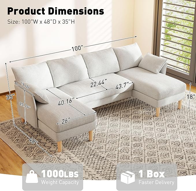 WorthFurni U Shaped Sectional Couches
