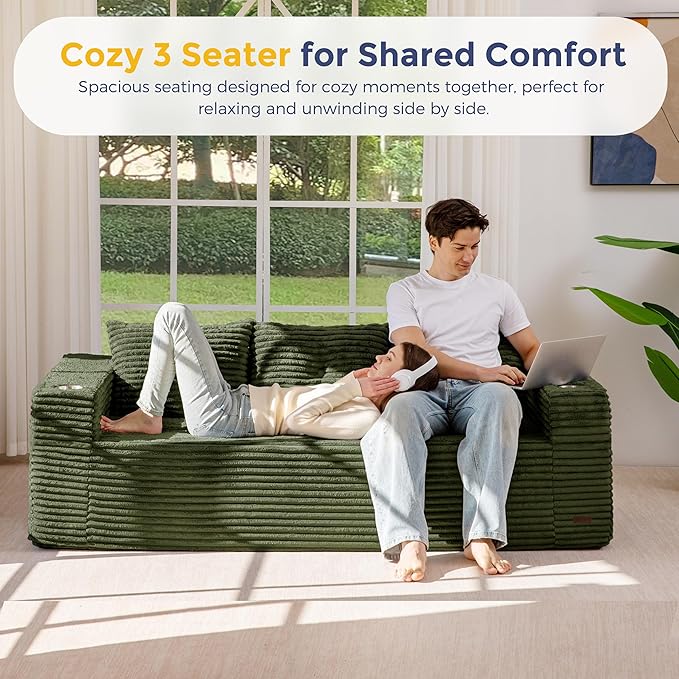 MAXYOYO 79" Oversized Boneless Loveseat Sofa Couch