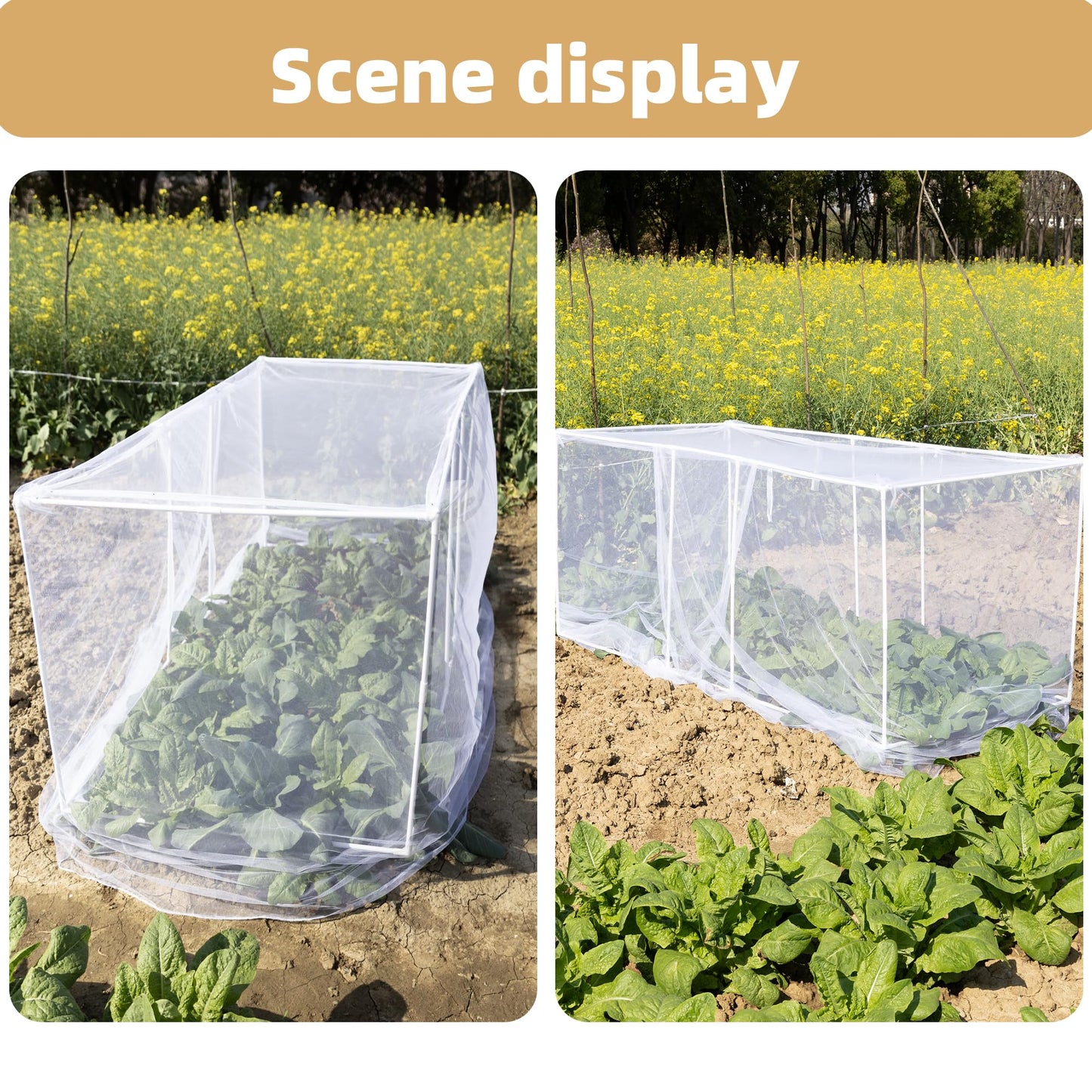 warmfarm 72 * 33 * 30 in Detachable Crop Cages for Garden, Plant Protection Tent with Garden Netting for Vegetables Fruits Flowers,Mesh Plant Covers for Outdoors White