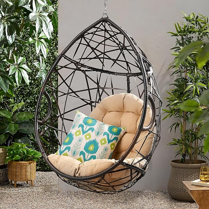 Christopher Knight Home Isaiah Indoor/Outdoor Wicker Tear Drop Hanging Chair