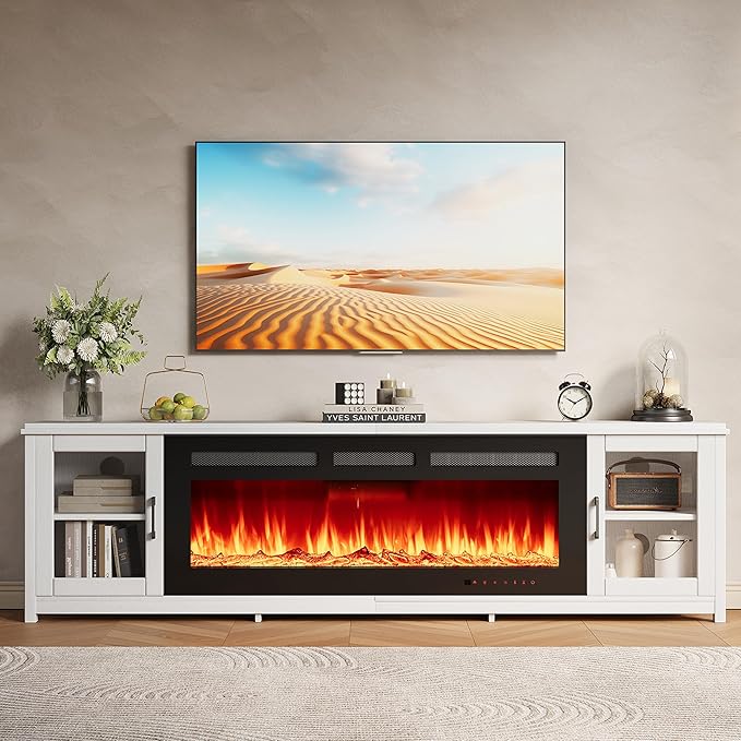 MXV 80" Fireplace TV Stand, Modern Entertainment Center