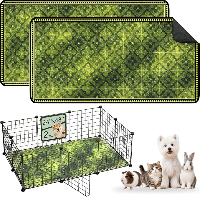 Washable Pee Pads for Dogs, Reusable Puppy Potty Training Pads, Ultra-Absorbent Thick Waterproof Leak-Proof Non-Slip Pads & Mat for Crate, Playpen, Floor, Whelping & Housebreaking , 2 Pack 24"x48"