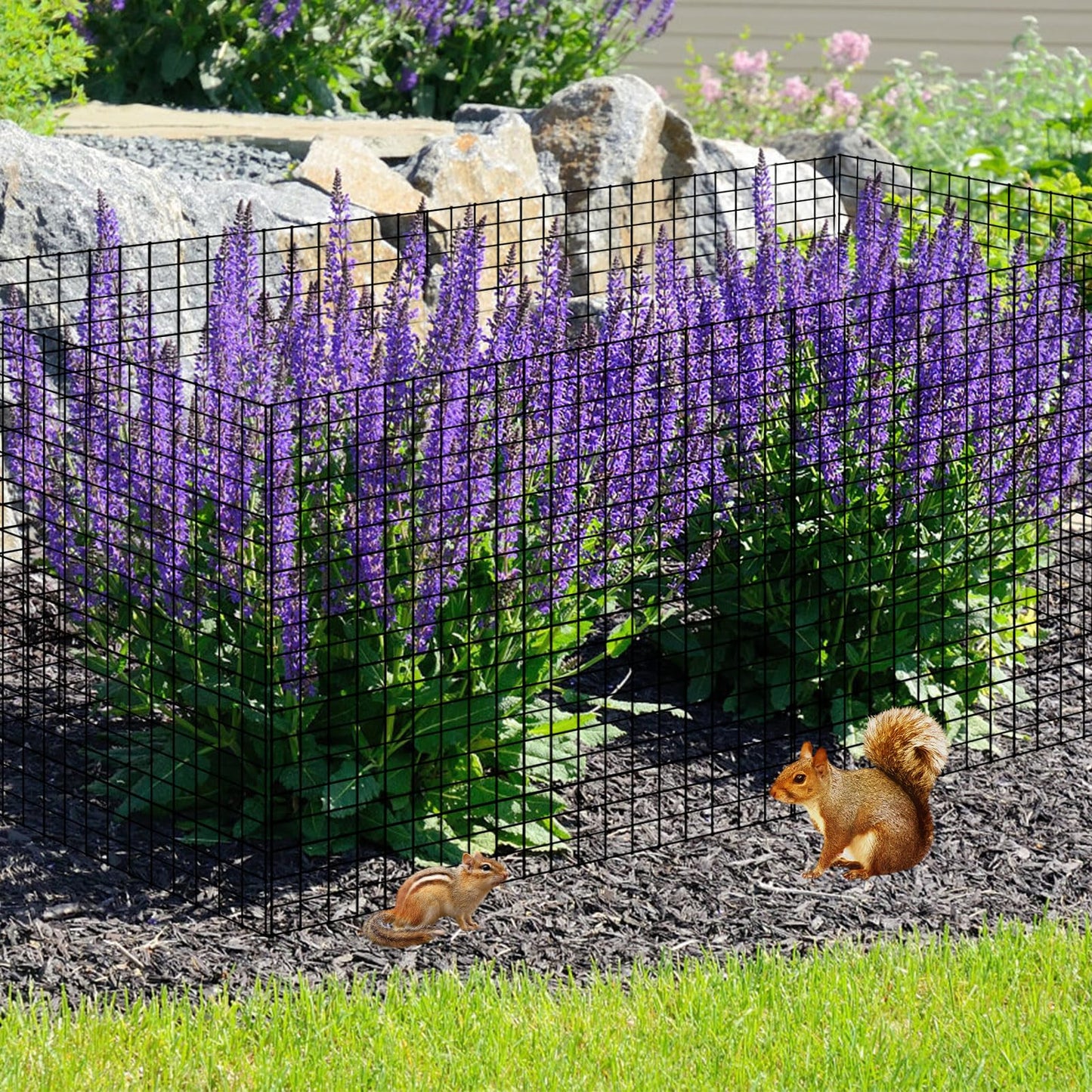 10 Pack Round Plant Protector from Animals, 12'' x 12'' Metal Plant Cages，30Pcs Metal Mesh to Keep Animals Out, Garden Protection Bunny Barricades, Wire Plant Protectors for Rabbits Chicken Duck