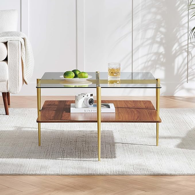 LumFurn X-Large Oval Glass Coffee Table, Mid-Century Modern Design, L47 x W24 x