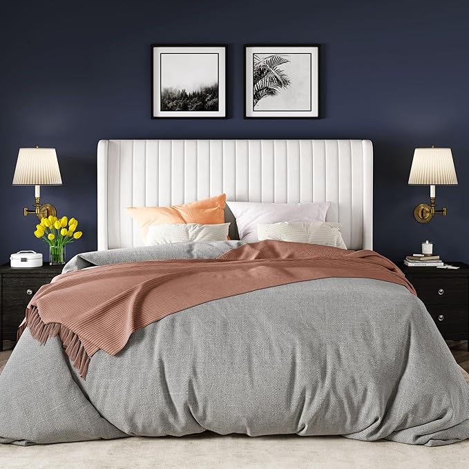 Allewie Queen Size Velvet Bed Frame/Vertical Channel Tufted Wingback