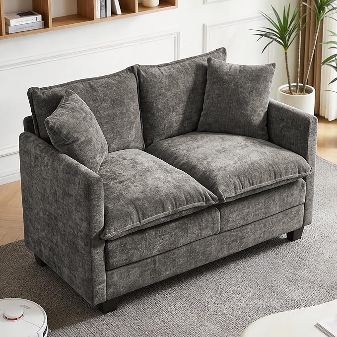 Loveseat Sofa, Comfy Chenille Small Couch