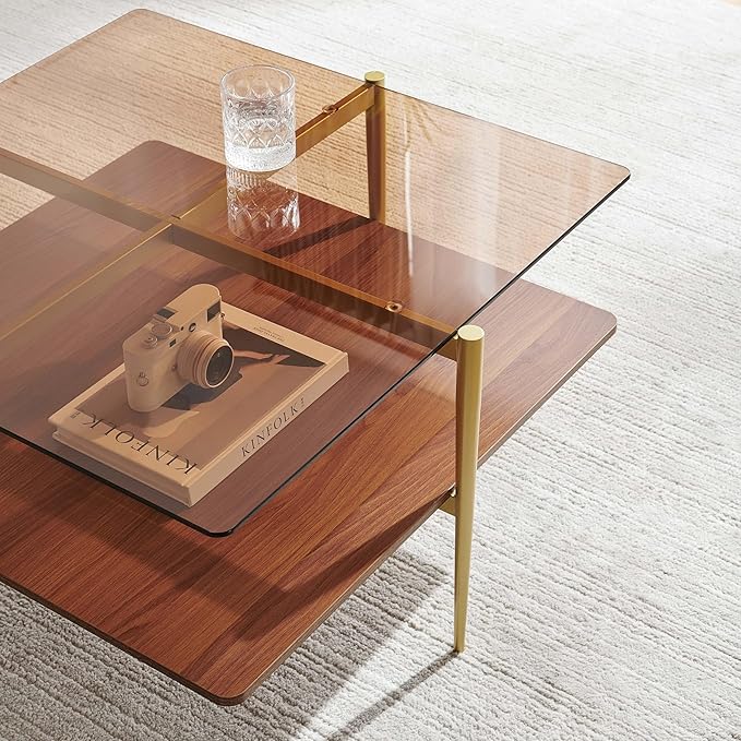 LumFurn Square Coffee Table, Mid-Century Modern Design, L30 x W30 x H17 Inch