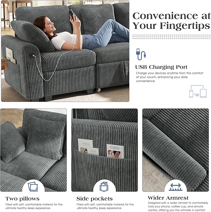 Ihanherry 6-Seater Large Sectional Sofa Bed