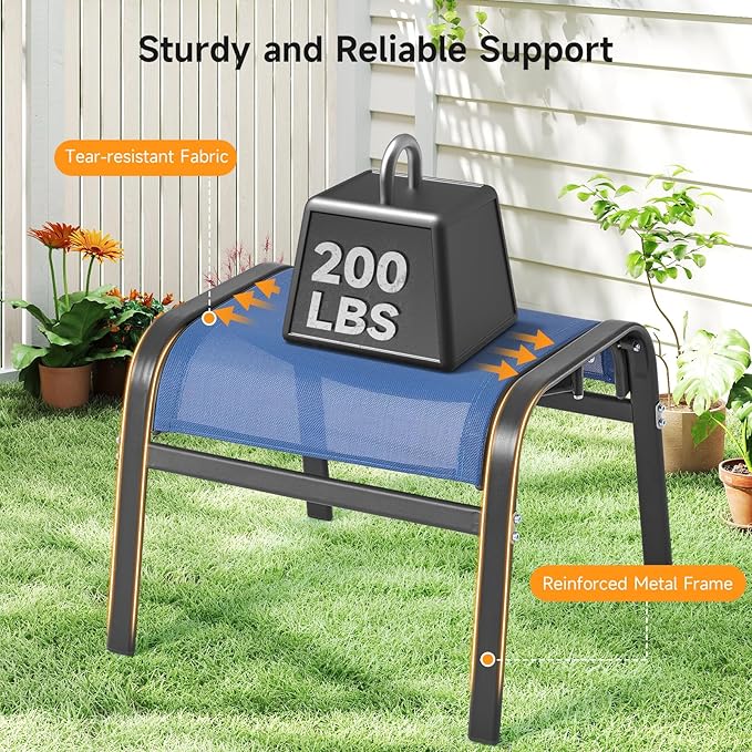 ONBRILL Outdoor Ottoman Set of 2, All Weather Outdoor Foot Stool