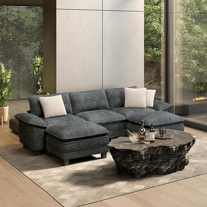 HERA'S HOUSE 124" Modular Sectional Sofa, Oversized U Shaped Couches