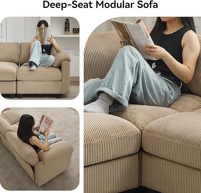 114'' Sectional 4 Seater Couch, Oversized Modular Couches