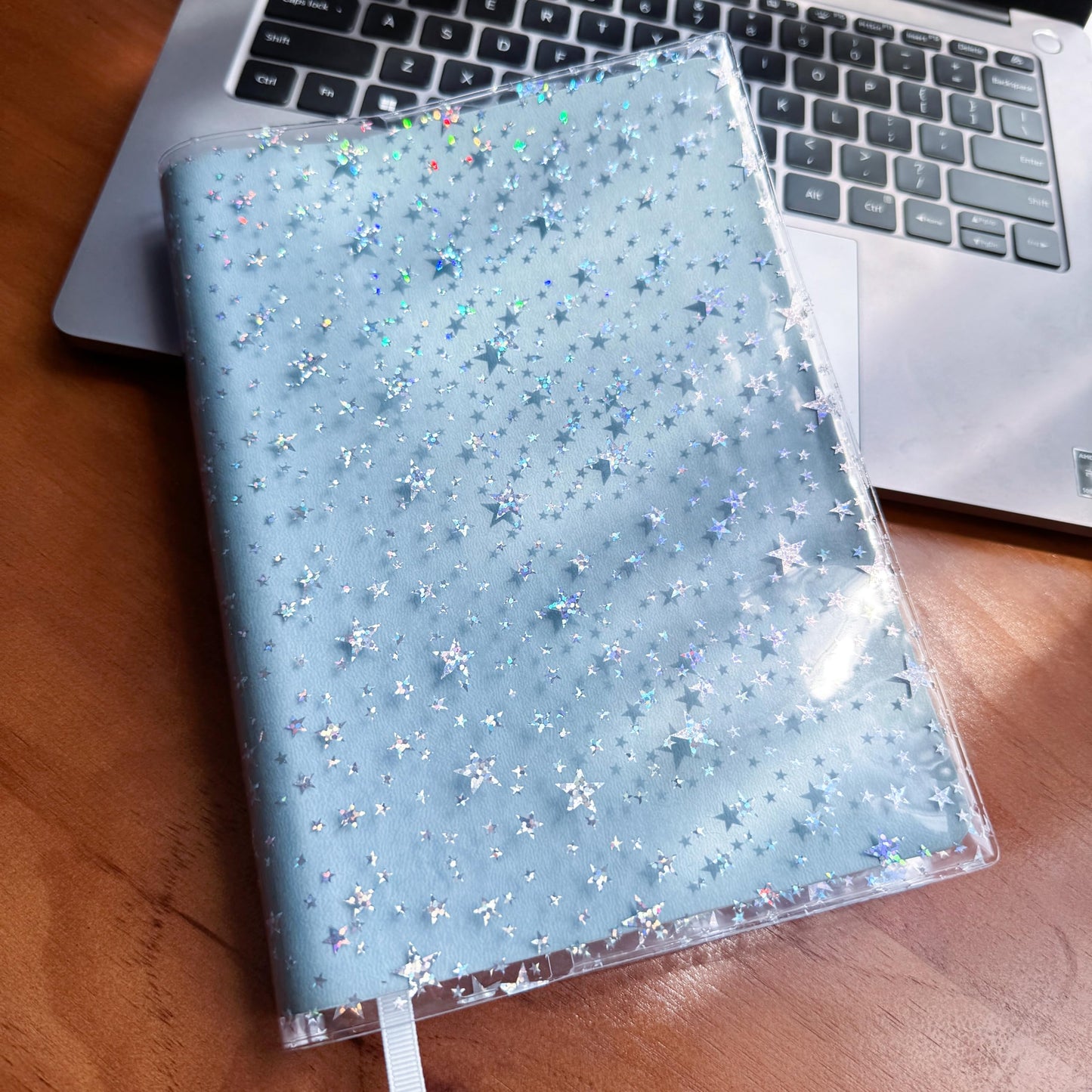 A5 Jelly Planner Cover, Fits A5 Hobonichi Cousin, Midori and Stalogy Notebooks, Glitter Star Design