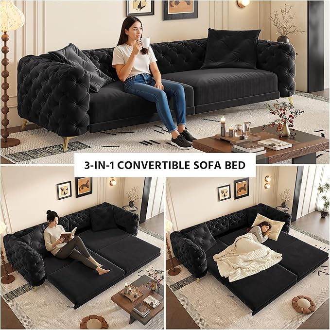 97.7" Convertible Queen Sleeper Sofa