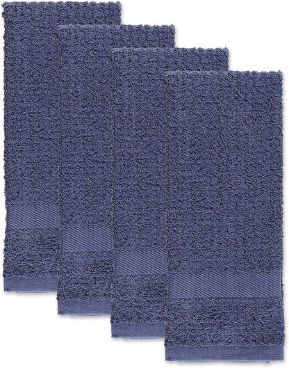DII Basic Terry Collection Waffle Dishtowel Set, Solid French Blue, 4 Piece