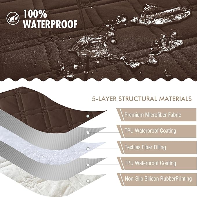 Genina Waterproof Couch Cover, Washable Anti-Slip 51 inch Loveseat Sofa Covers