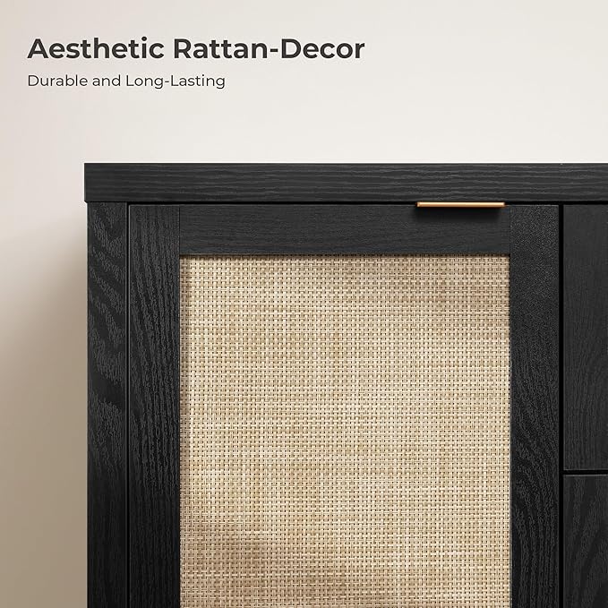 SICOTAS Rattan Sideboard Buffet Coffee Bar Cabinet