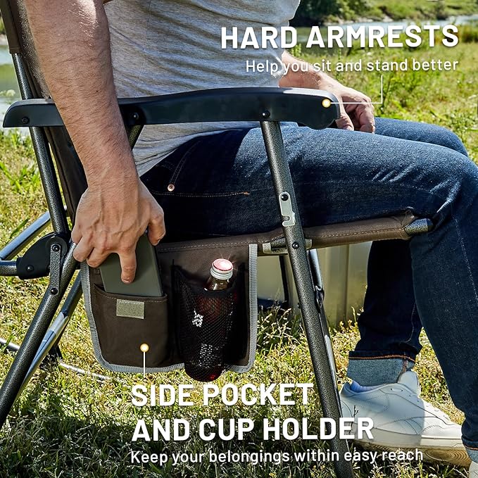 TIMBER RIDGE Outdoor Folding Rocking Chair, Hard Armrests