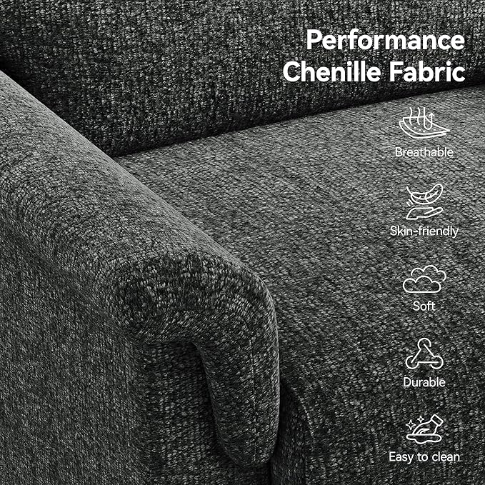 Mid Century Modern Accent Chair, Chenille Comfy Living Room Arm Chairs
