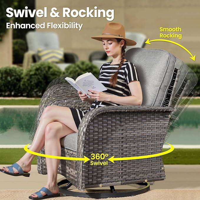 ovios 3-Piece Patio Furniture Set, Outdoor Wicker Sofa