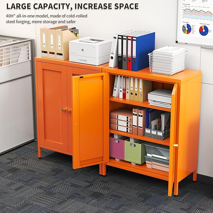Orange Metal Storage Cabinet