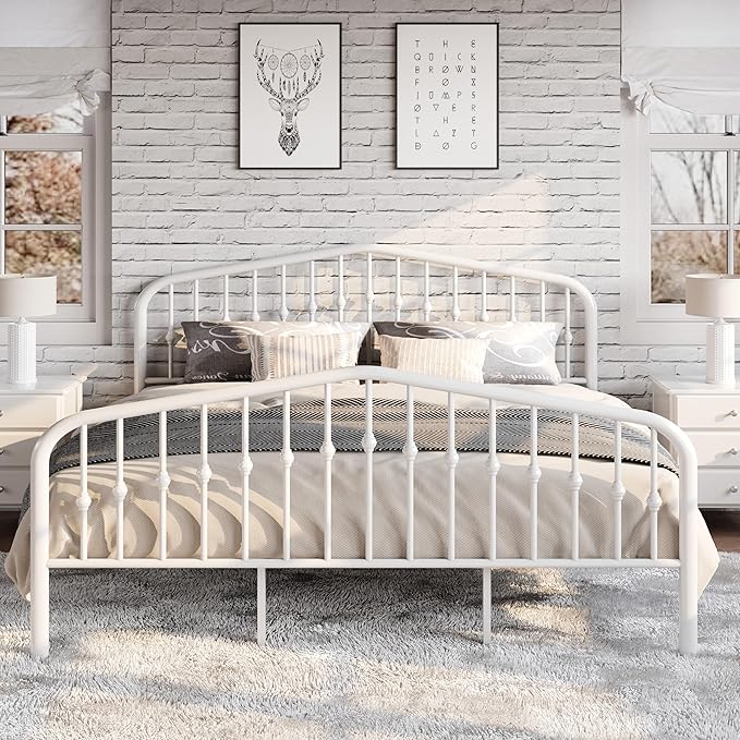 SHA CERLIN King Size Metal Platform Bed Frame