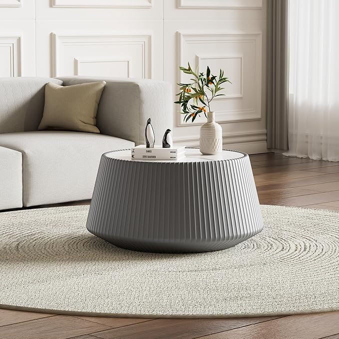 26.77" Marble Coffee Table, Modern Cup Shaped Coffee Table