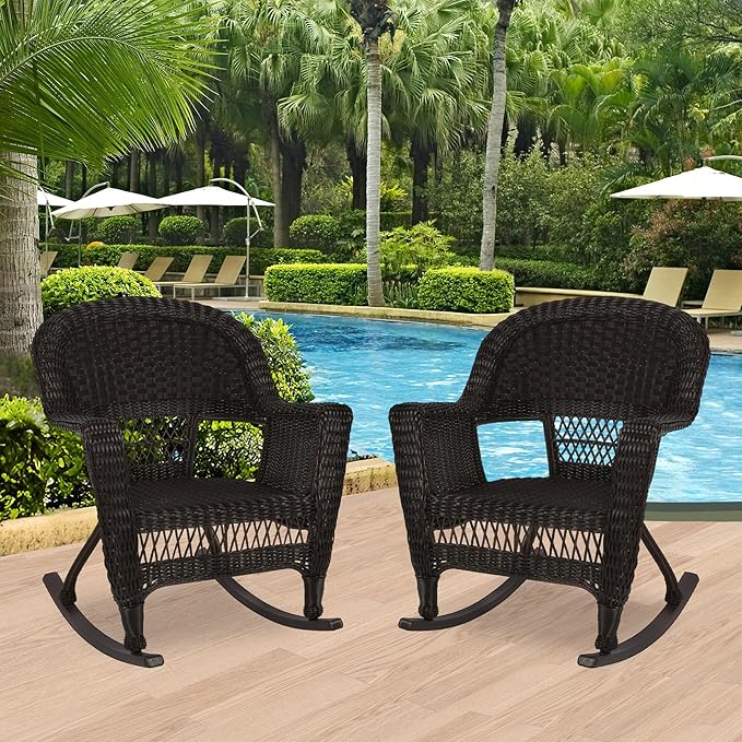 Jeco Set of 2 Wicker Rocker Chairs