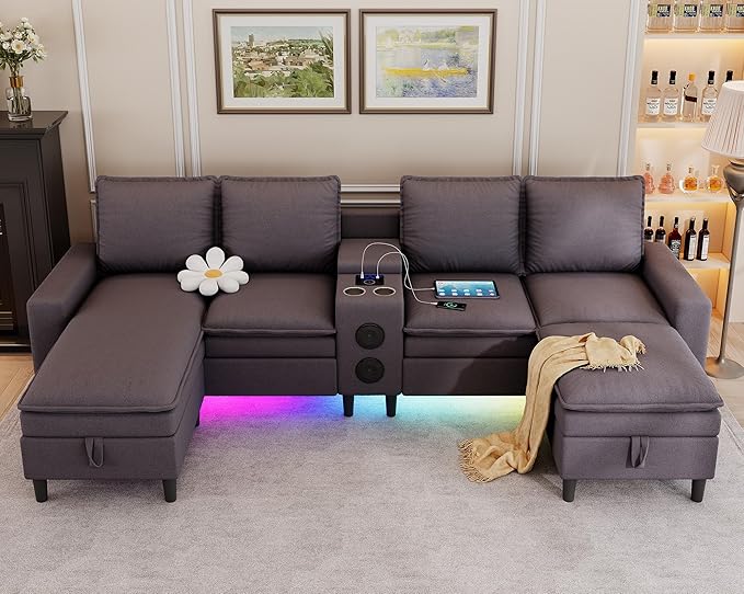 Sectional Couches for Living Room, 4 Seat Sectional Sofa