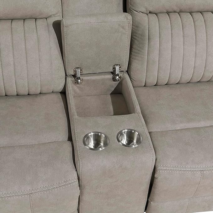 Lexicon Manual Double Reclining Loveseat, Polished Microfiber Manual Wall
