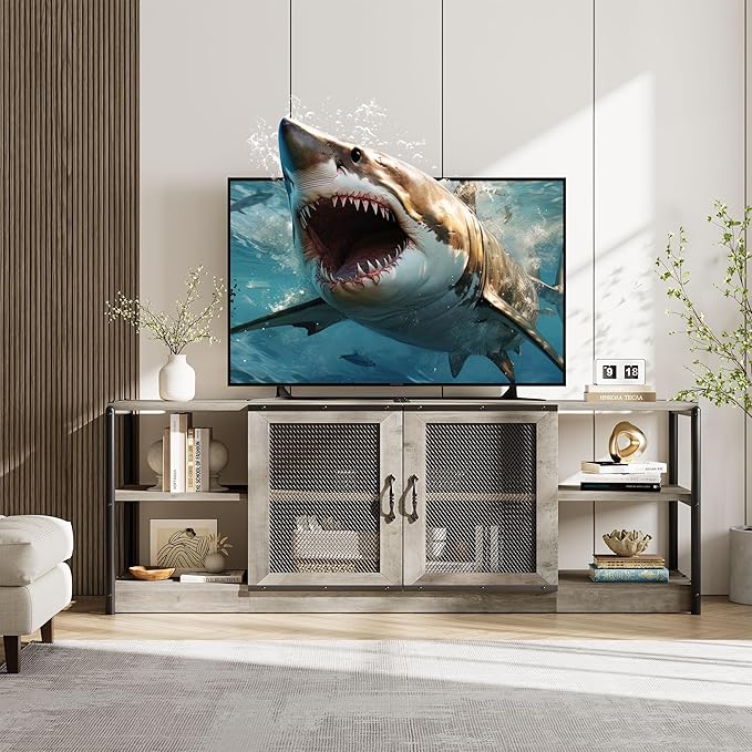 GarveeHome TV Stand for 65+ Inch TV, Rustic Entertainment Center TV Media