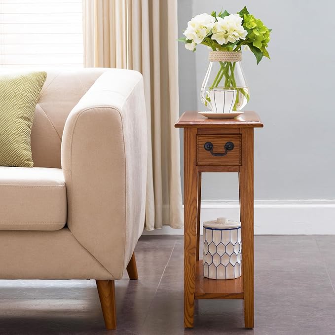 Leick Home Haven Ridge End Table, Solid Wood, 1 Storage Drawer, Bottom Display